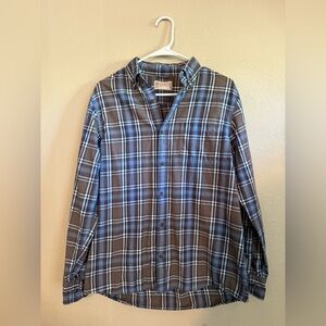Outdoor Blue/Brown Plaid Men’s Button Down Flannel M